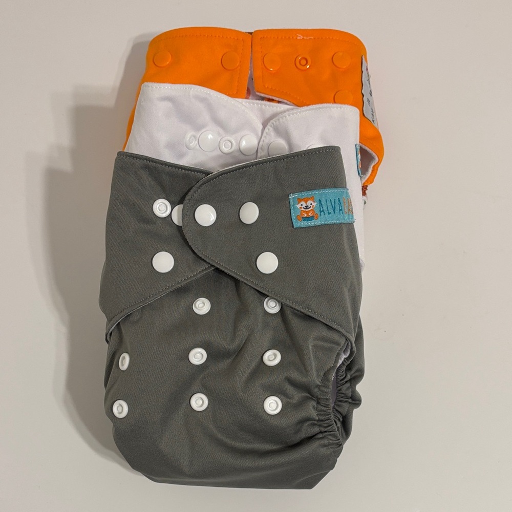 Gray and Orange Cloth Diaper Covers - 3